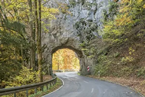 Road and rock gallery. Upper Danube Nature Park, Beuron, Baden-WAA¼rttemberg, Germany Road and rock gallery. Upper Danube Nature Park, Beuron, Baden-WAA¼rttemberg, Germany