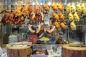 Roast ducks for sale at Bowrington Road Market, street market, Wan Chai, Hong Kong Island Roast ducks for sale at Bowrington Road Market, street market, Wan Chai, Hong Kong Island