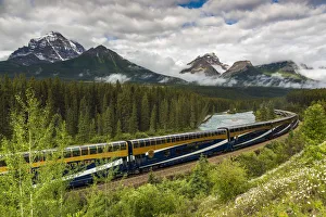 Canadian Rocky Prints: Rocky Mountaineer Print at Morants Curve, Banff National Park