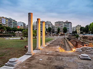 Macedonia Gallery: Roman Forum at dusk, Thessaloniki, Central Macedonia, Greece