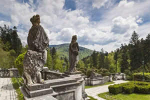 Romania, Transylvania, Sinaia, Peles Castle, built 1875-1914, statues Romania, Transylvania, Sinaia, Peles Castle, built 1875-1914, statues