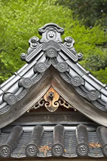 Roof detail of Onagatenmangu Temple, Hiroshima, Hiroshima Prefecture, Japan Roof detail of Onagatenmangu Temple, Hiroshima, Hiroshima Prefecture, Japan
