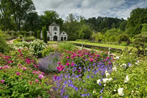 Roses & The Pin Mill, Bodnant Gardens, near Tal-y-Cafn, Conwy, Wales Roses & The Pin Mill, Bodnant Gardens, near Tal-y-Cafn, Conwy, Wales