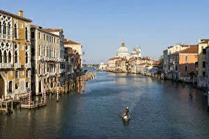 Rower in Grand Canal during Coronavirus, Venice, Veneto, Italy, Europe