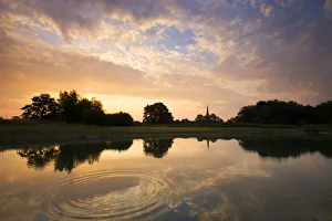 Prints of Salisbury Catedral reflected in a pond at dawn, Salisbury, Wiltshire, England. Summer (June) 2009 Salisbury Prints: Salisbury Cathedral Print: Summer Dawn Reflection