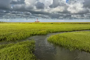 Northern Friesland Gallery: Salt marshLighthouse, Westerhever, Westerheversand, Wadden sea, Eiderstedt, North Frisia