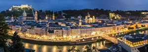 Salzburg skyline & castle at dusk, Austria Salzburg skyline & castle at dusk, Austria