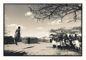 Samburu dancers performing Traditional dance in their village boma, Kenya Samburu dancers performing Traditional dance in their village boma, Kenya