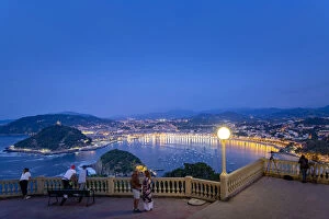 View Collection: San Sebastian (Donostia), view of the bay after sunset, from a high terrace