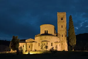 Images Dated 22nd December 2008: Sant Antimo Church at Dusk, Tuscany, Italy