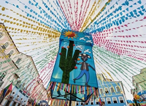 Sao Joao Festival Decorations on Largo do Pelourinho, low angle view, Salvador, State of Bahia Sao Joao Festival Decorations on Largo do Pelourinho, low angle view, Salvador, State of Bahia