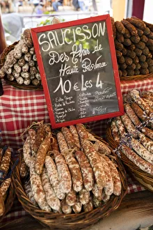 Sausages at a market in Valensole, Provence, France Sausages at a market in Valensole, Provence, France