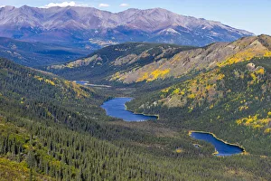 Scenic view of Triple Lakes and green forest, Denali National Park And Preserve Scenic view of Triple Lakes and green forest, Denali National Park And Preserve