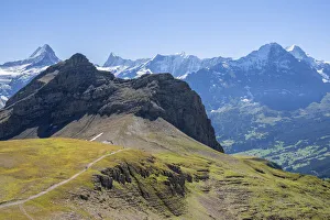 Schreckhorn, Finsteraarhorn, Fiescherhorn, Eiger and Monch seen from Faulhorn Schreckhorn, Finsteraarhorn, Fiescherhorn, Eiger and Monch seen from Faulhorn