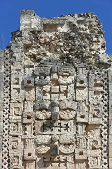 Stone Carvings Gallery: Detail of a sculpture inside the ancient Mayan town of Uxmal, Yucatan, Mexico