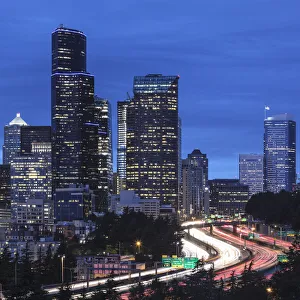 Seattle skyline and Interstate 5, Washington, USA Seattle skyline and Interstate 5, Washington, USA