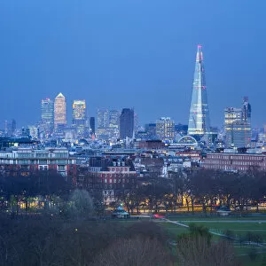 Images Dated 23rd April 2013: The Shard, Canary Wharf & London Skyline above Hyde Park, London, England, UK
