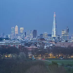 Images Dated 25th April 2013: The Shard, Canary Wharf & London Skyline above Hyde Park, London, England, UK