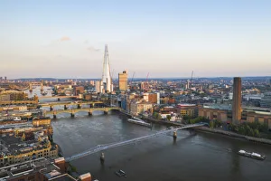 the Shard, Tate modern and the river thames bathing in the afternoon light, London the Shard, Tate modern and the river thames bathing in the afternoon light, London