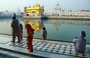 <b class=qtipBold><figcaption>Sikh pilgrims by Amrit Sarovar</figcaption></b><br>Sikh pilgrims by Amrit Sarovar, the Pool of Immortality-Giving Nectar, and the Golden Temple. India, Punjab, Amritsar. Sikh pilgrims by Amrit Sarovar, the 'Pool of Immortality-Giving Nectar', and the Golden Temple.<br><em>© Amar Grover</em> Sikh pilgrims by Amrit Sarovar