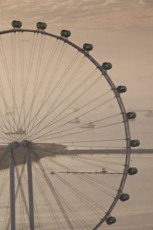 Singapore, Singapore Flyer, giant ferris wheel, elevated view, dawn Singapore, Singapore Flyer, giant ferris wheel, elevated view, dawn