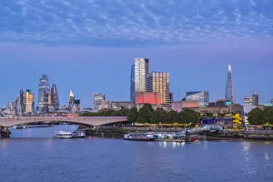 Skyline of London from Golden Jubilee Bridge, England, UK Skyline of London from Golden Jubilee Bridge, England, UK