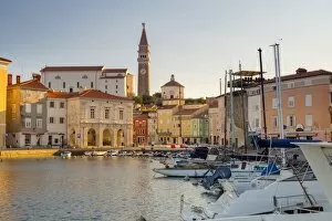 Images Dated 16th July 2013: Slovenia, Primorska, Piran, Old Town Harbour, Church of St