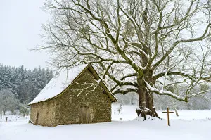 Small chapel at Mas Saint-Jean on a snowy winter day, Saint-Sulpice-le-Dunois, La Creuse Small chapel at Mas Saint-Jean on a snowy winter day, Saint-Sulpice-le-Dunois, La Creuse