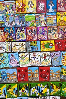 Small hand paintings for sale to tourists, Salvador de Bahia, Pelourinho historic Small hand paintings for sale to tourists, Salvador de Bahia, Pelourinho historic