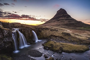Snaefellsness peninsula, Iceland. Midnight sun at the Kirkjufell mountain Snaefellsness peninsula, Iceland. Midnight sun at the Kirkjufell mountain