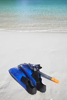Snorkelling equipment on beach, Ao Maya, Ko Phi Phi Leh, Thailand Snorkelling equipment on beach, Ao Maya, Ko Phi Phi Leh, Thailand