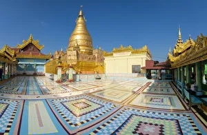 Soon U Pon Nya Shin Paya against sky on sunny day, Sagaing Hill, Sagaing, Sagaing Region Soon U Pon Nya Shin Paya against sky on sunny day, Sagaing Hill, Sagaing, Sagaing Region