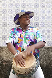 Images Dated 10th September 2012: South America, Brazil, tambor drummer from the Tambor de Crioula group Catarina Mina