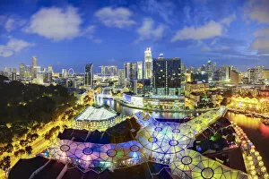 Marina Bay Sands Gallery: South East Asia, Singapore, Elevated view over the Entertainment district of Clarke Quay