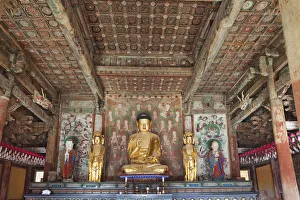 South Korea, Gyeongju, Bulguksa Temple, Buddha Statue in the Daeungjeon Pavilion South Korea, Gyeongju, Bulguksa Temple, Buddha Statue in the Daeungjeon Pavilion
