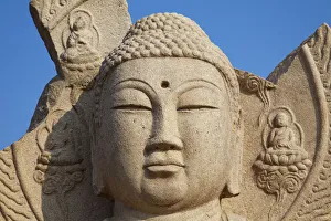 South Korea, Gyeongju, Gyeongju National Museum, Standing Stone Buddha Statue South Korea, Gyeongju, Gyeongju National Museum, Standing Stone Buddha Statue