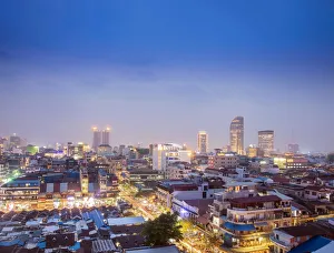 Southeast Asia, Cambodia; Phnom Penh. The skyline of Phnom PenhaAAs central business Southeast Asia, Cambodia; Phnom Penh. The skyline of Phnom PenhaAAs central business