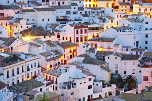 Spain, Andalucia, Setenil, view over village at dusk, Close-up Spain, Andalucia, Setenil, view over village at dusk, Close-up