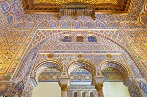 Spain, Andalucia, Seville, Alcazar, ceiling in Ambassadors Hall (Salon Spain, Andalucia, Seville, Alcazar, ceiling in Ambassadors Hall (Salon