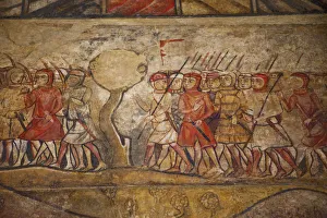 Spain, Barcelona, City History Museum, Medieval Wall Painting in the Royal Palace Spain, Barcelona, City History Museum, Medieval Wall Painting in the Royal Palace