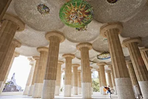 Spain, Barcelona, Guell Park, Hall of Columns Spain, Barcelona, Guell Park, Hall of Columns