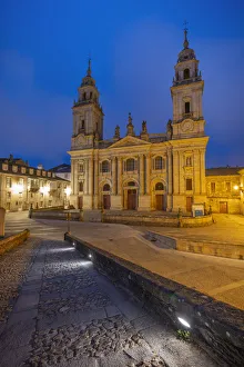 Spain, Galicia, Lugo, cathedral illuminated at night Spain, Galicia, Lugo, cathedral illuminated at night