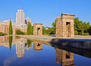 Spain, Madrid, Parque del Oeste, View of the Temple of Debod Spain, Madrid, Parque del Oeste, View of the Temple of Debod