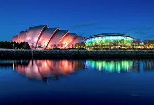 The SSE Hydro & The Clyde Auditorium Reflecting in the River Clyde, Glasgow, Scotland The SSE Hydro & The Clyde Auditorium Reflecting in the River Clyde, Glasgow, Scotland