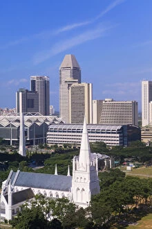 Images Dated 6th November 2009: St. Andrews Anglican cathedral and modern city skyline, Singapore, South East Asia