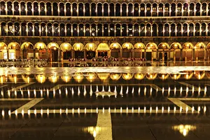 St Mark square at high tide, Venice, Veneto, Italy St Mark square at high tide, Venice, Veneto, Italy
