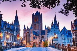 Belfries of Belgium and France Gallery: St Nicholas Church at dawn, Ghent, Flanders, Belgium