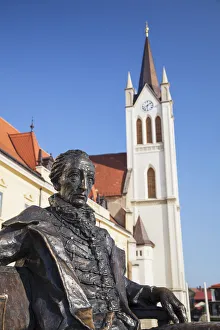 Statue of Count Gyorgy outside Franciscan Church, Keszthely, Lake Balaton, Hungary Statue of Count Gyorgy outside Franciscan Church, Keszthely, Lake Balaton, Hungary