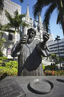 Images Dated 12th October 2012: Statue outside Presbytarian Cathedral, Centro, Rio de Janeiro, Brazil