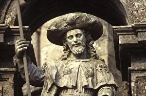 Decorations Collection: Statue of St James at the Cathedral of Santiago in Santiago de Compostela